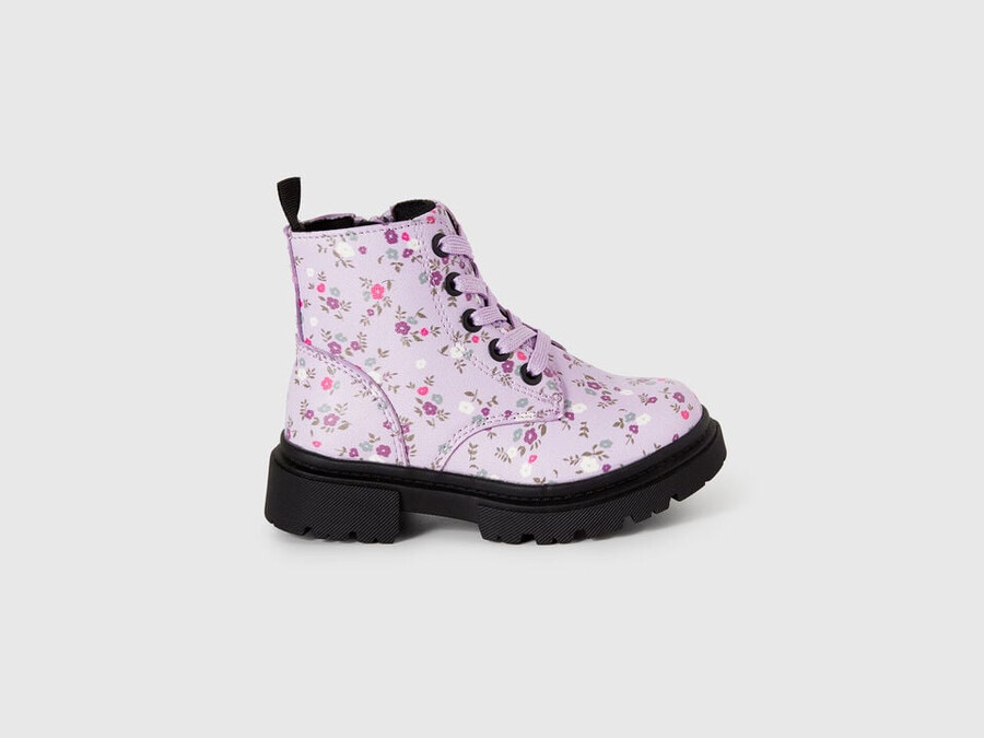 combat boots with floral print