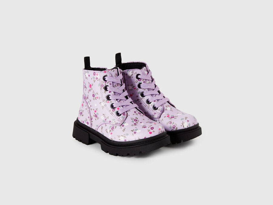 combat boots with floral print