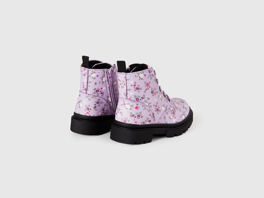 combat boots with floral print