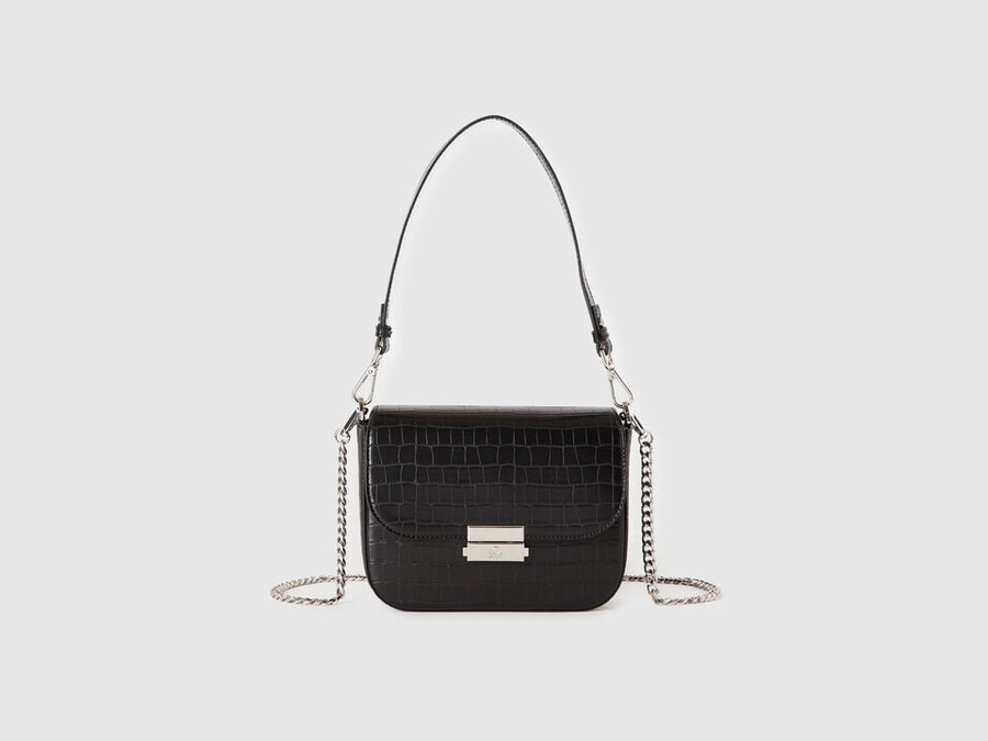 small black be bag with coconut print