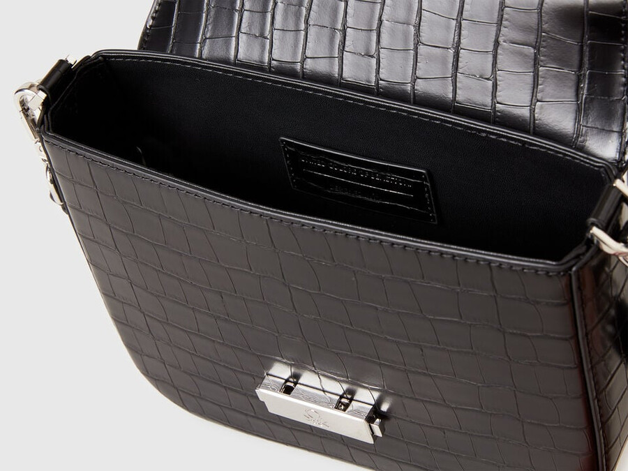 small black be bag with coconut print