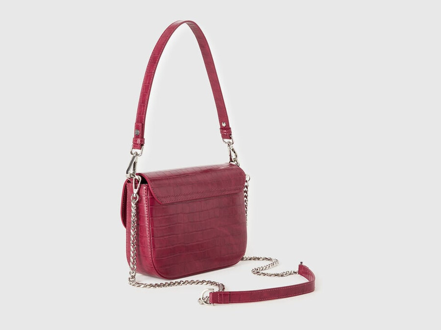 small red be bag with coconut print
