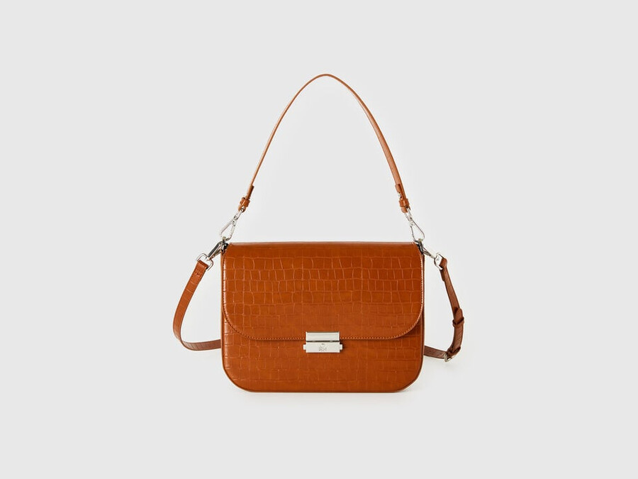 small brown be bag with coconut print