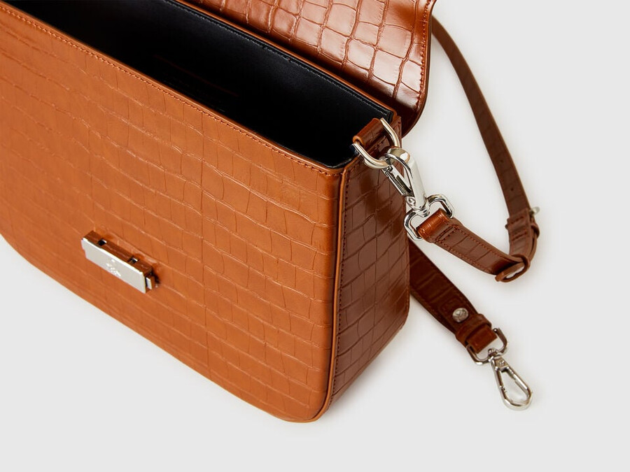 small brown be bag with coconut print
