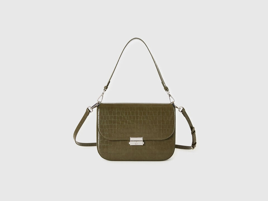 large green be bag with coconut print