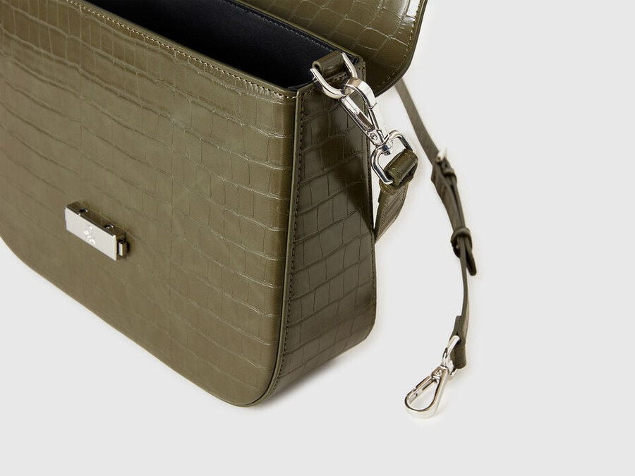 large green be bag with coconut print