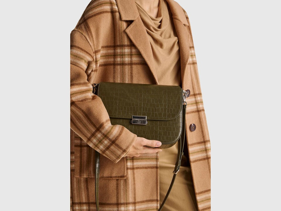 large green be bag with coconut print