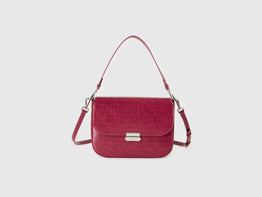 large red be bag with coconut print