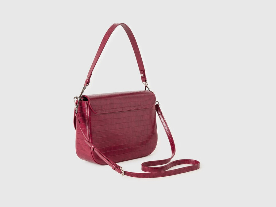 large red be bag with coconut print