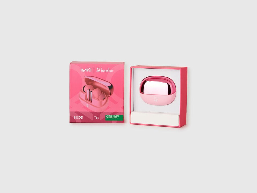 pink vibe imiki x benetton earbuds