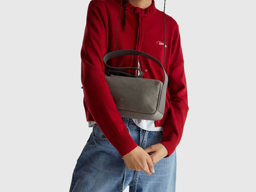suede-look shoulder bag