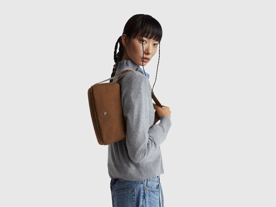 suede-look shoulder bag