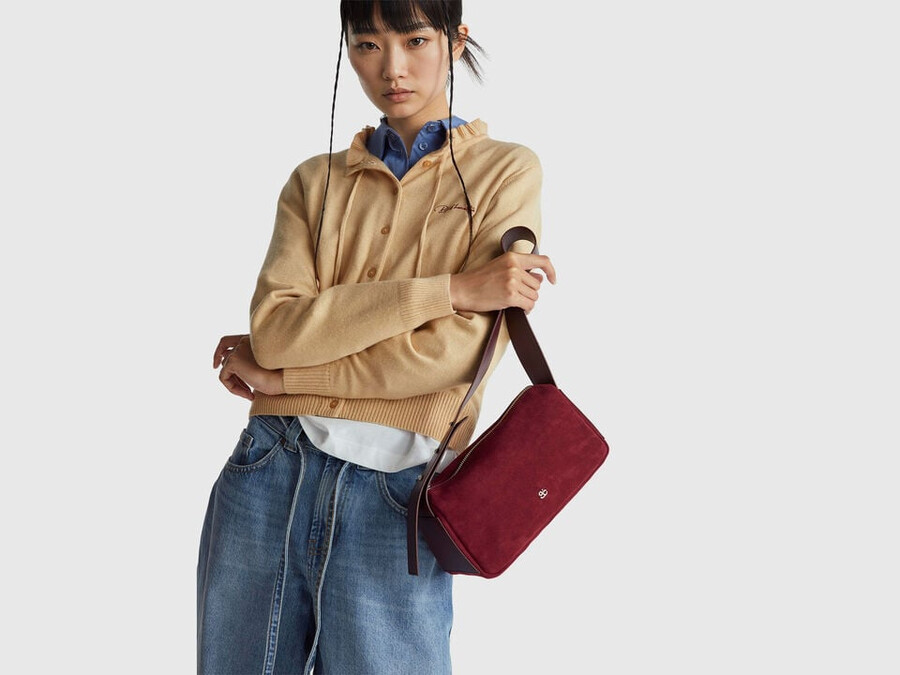 suede-look shoulder bag