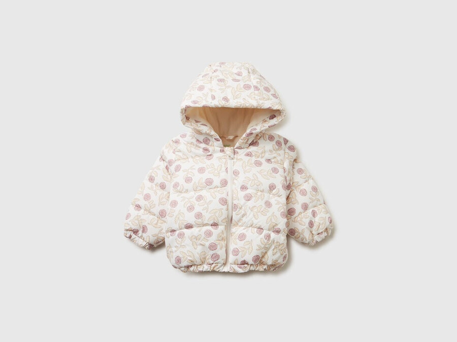 patterned jacket with zip and hood