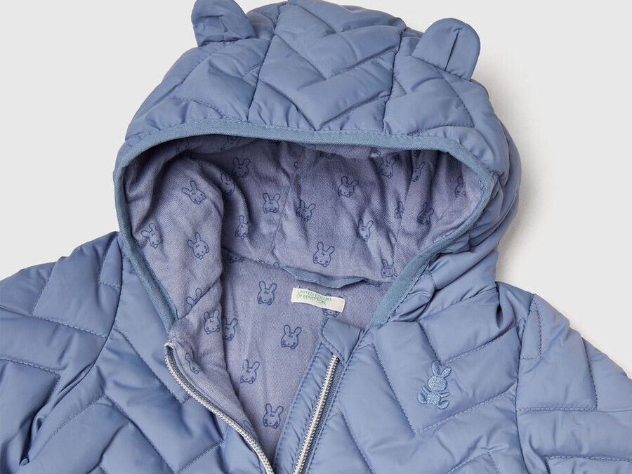 padded puffer jacket with ear flaps