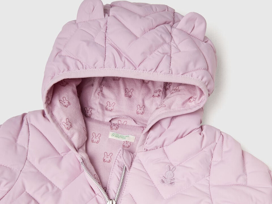 padded puffer jacket with ear flaps