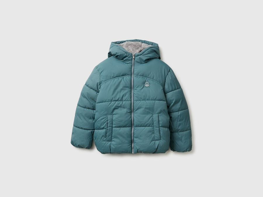 padded jacket with teddy interior