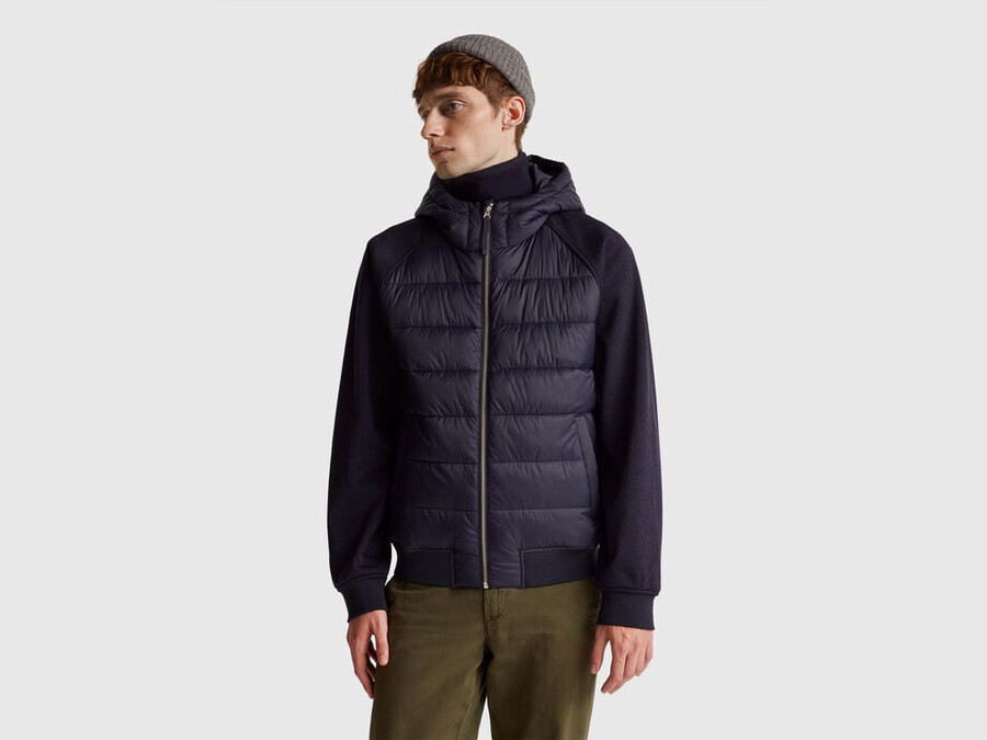regular fit jacket in nylon and knit fabric