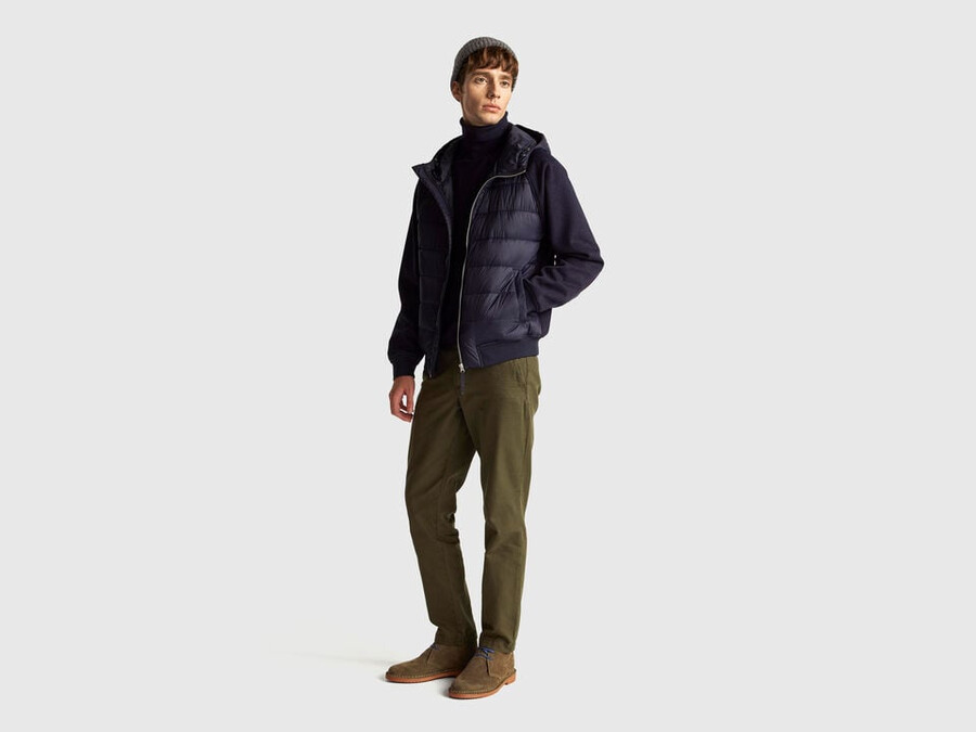regular fit jacket in nylon and knit fabric