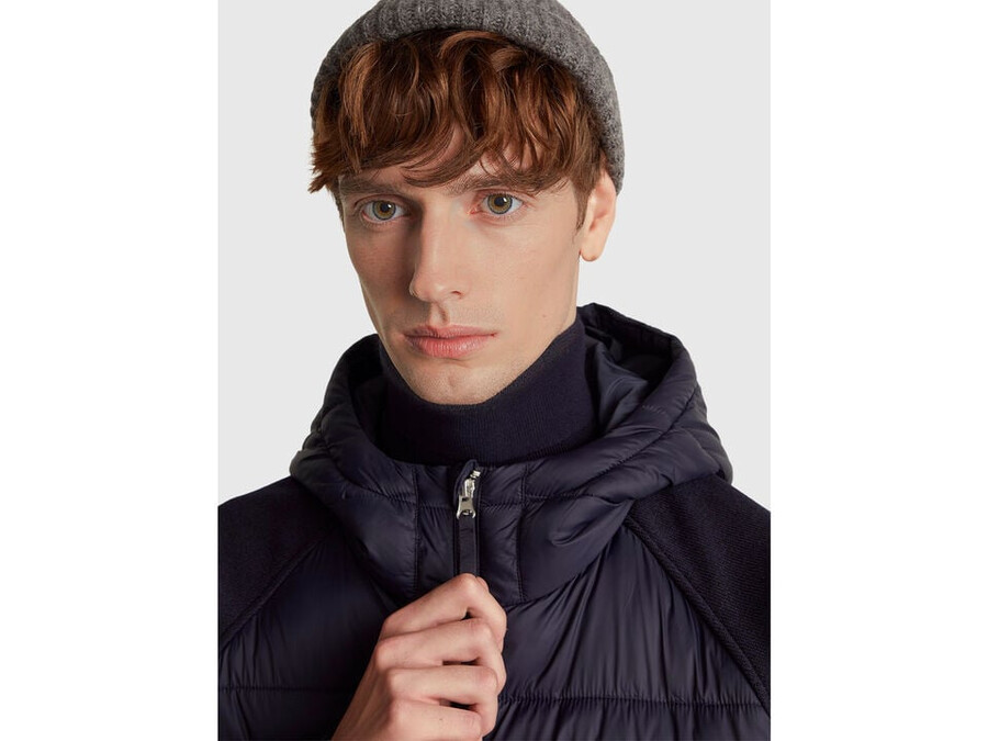 regular fit jacket in nylon and knit fabric