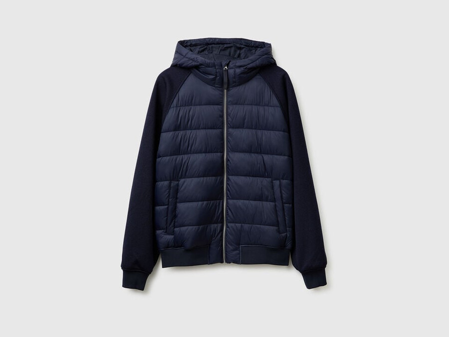 regular fit jacket in nylon and knit fabric