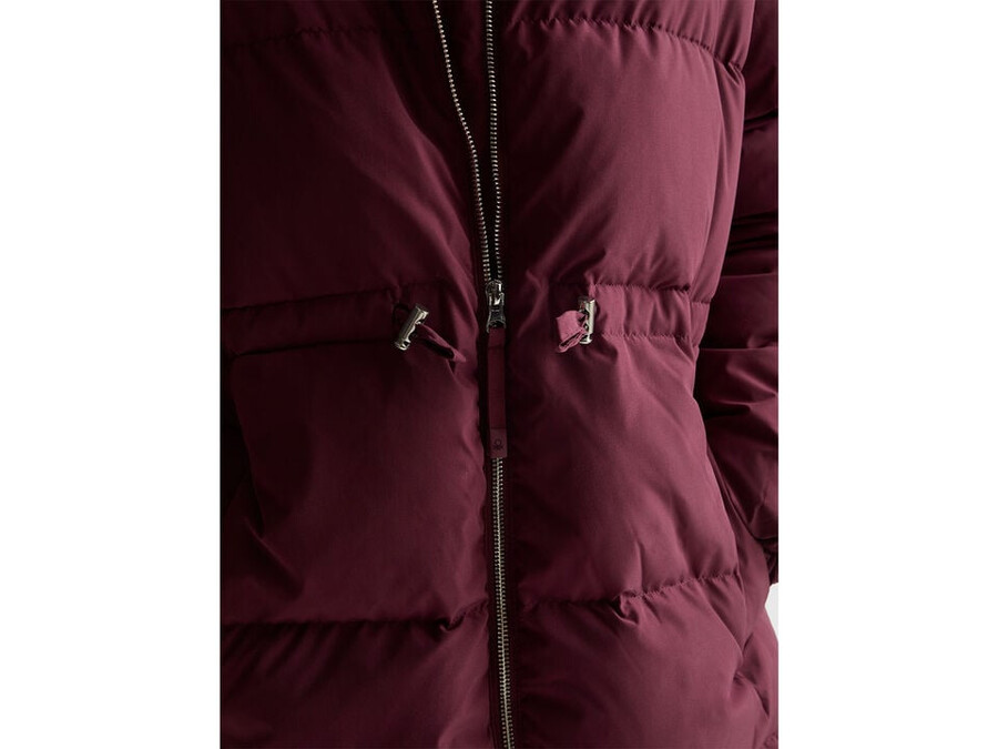 long down jacket padded with recycled feathers