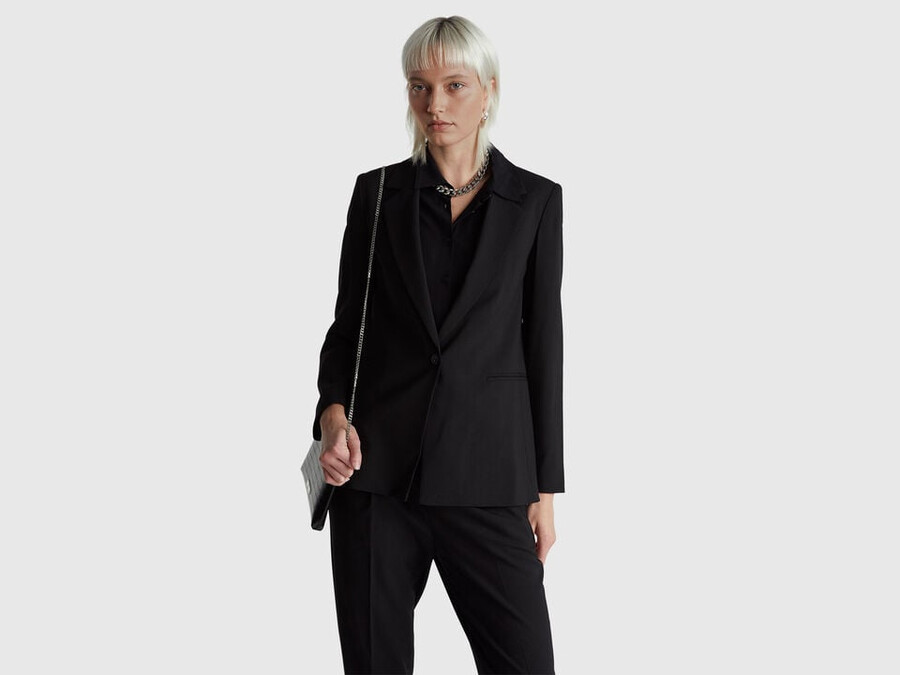 blazer in stretch viscose blend