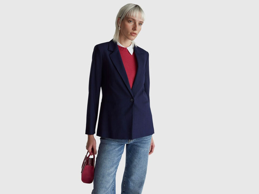 blazer in stretch viscose blend