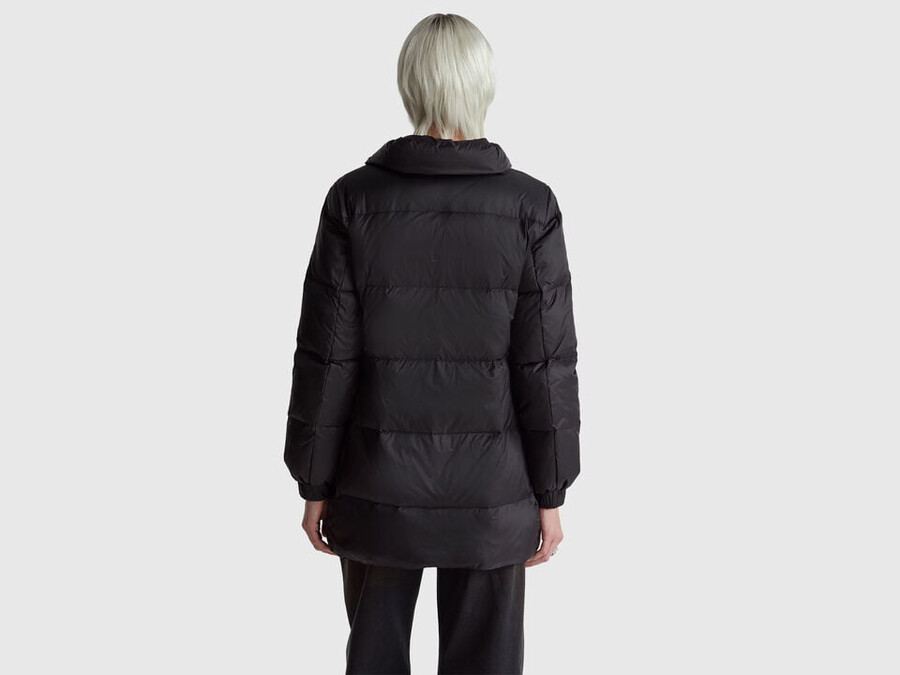 long puffer jacket with recycled down