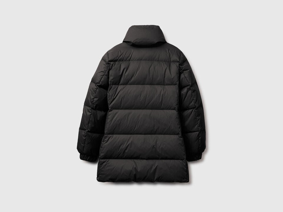 long puffer jacket with recycled down