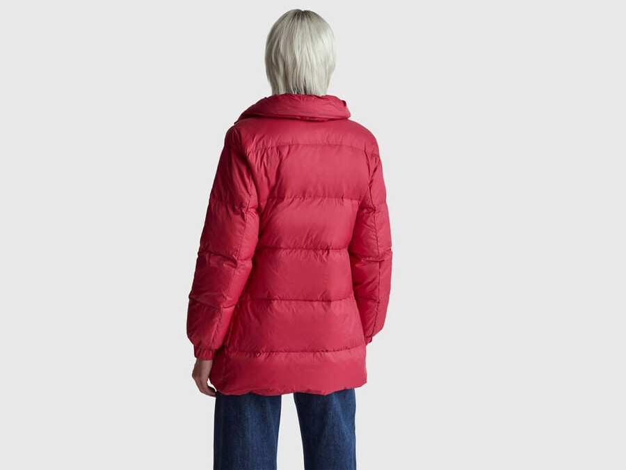 long puffer jacket with recycled down