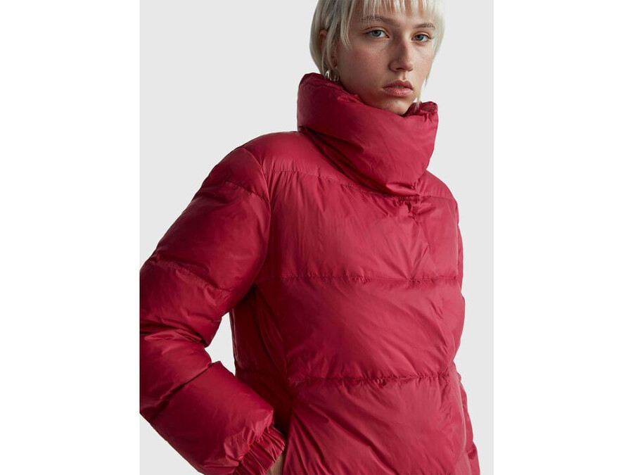 long puffer jacket with recycled down