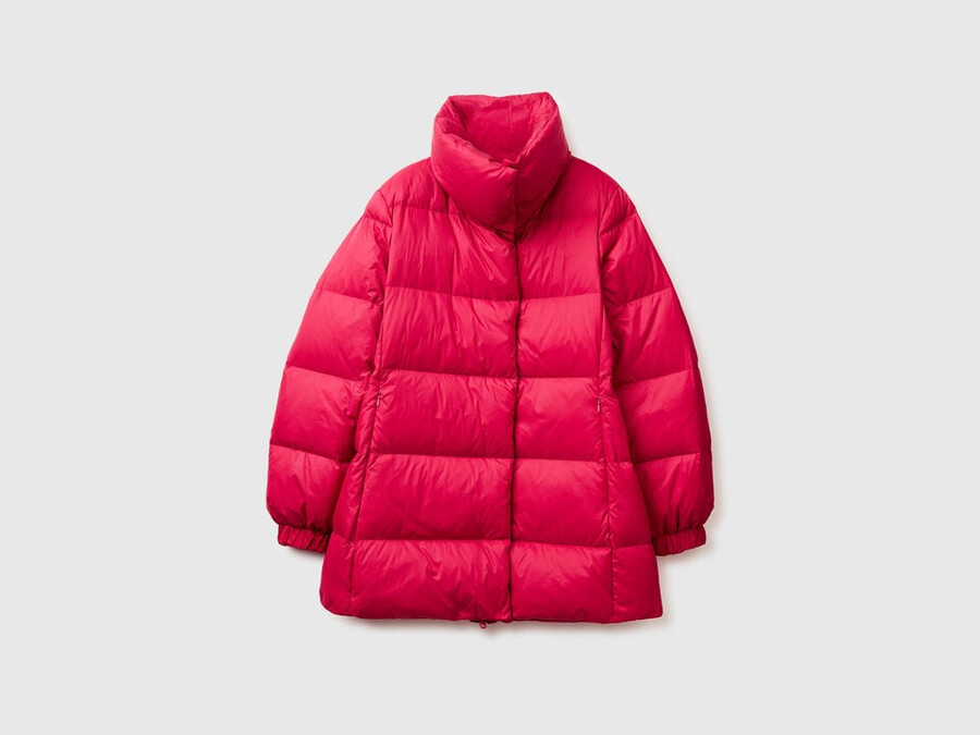 long puffer jacket with recycled down
