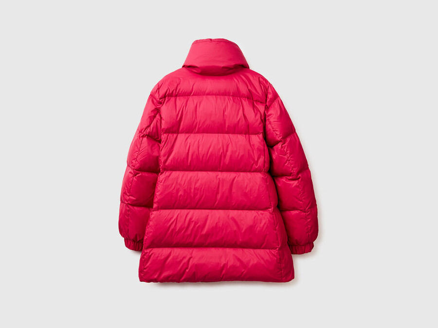 long puffer jacket with recycled down