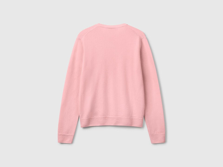 powder pink crew neck sweater in merino wool