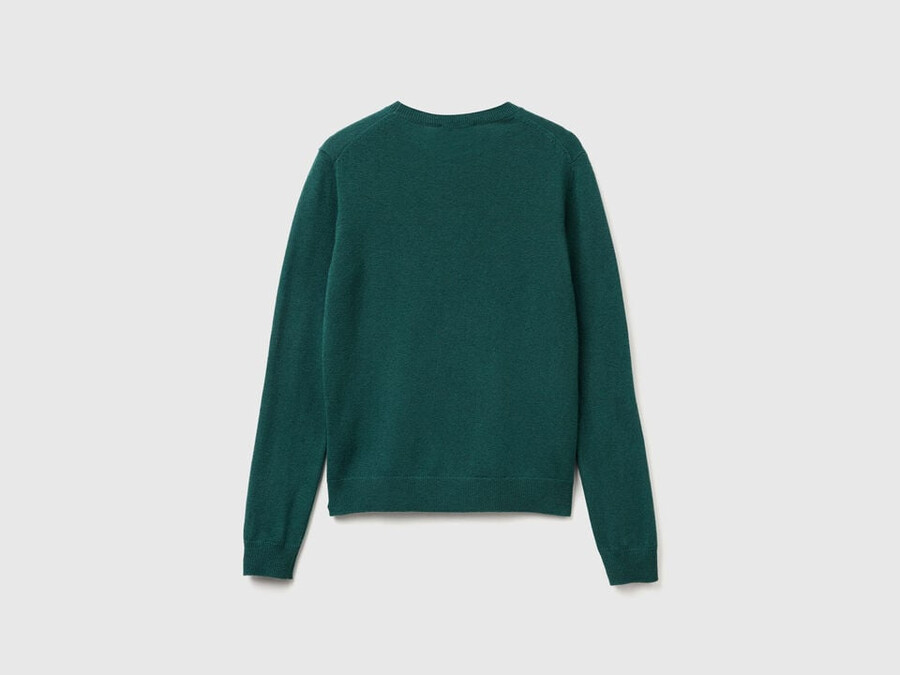 green crew neck sweater in merino wool