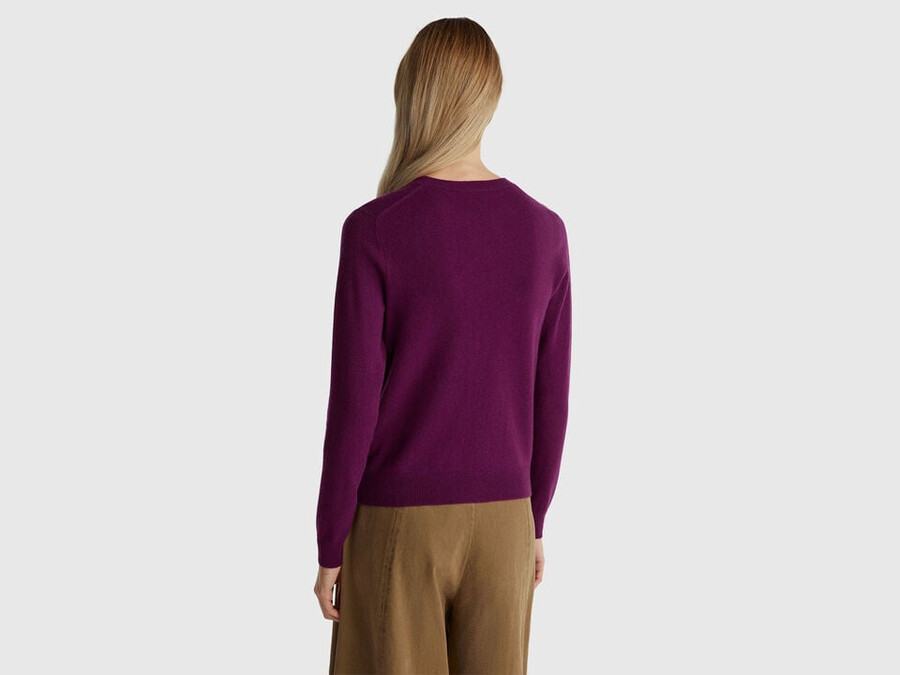 purple crew neck sweater in merino wool