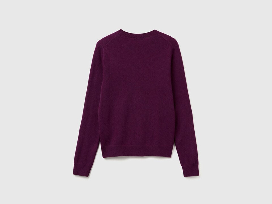 purple crew neck sweater in merino wool