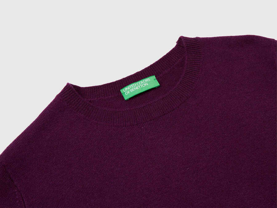 purple crew neck sweater in merino wool