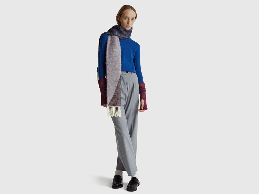 blue crew neck sweater in merino wool