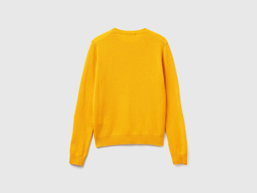 ocher yellow crew neck sweater in merino wool