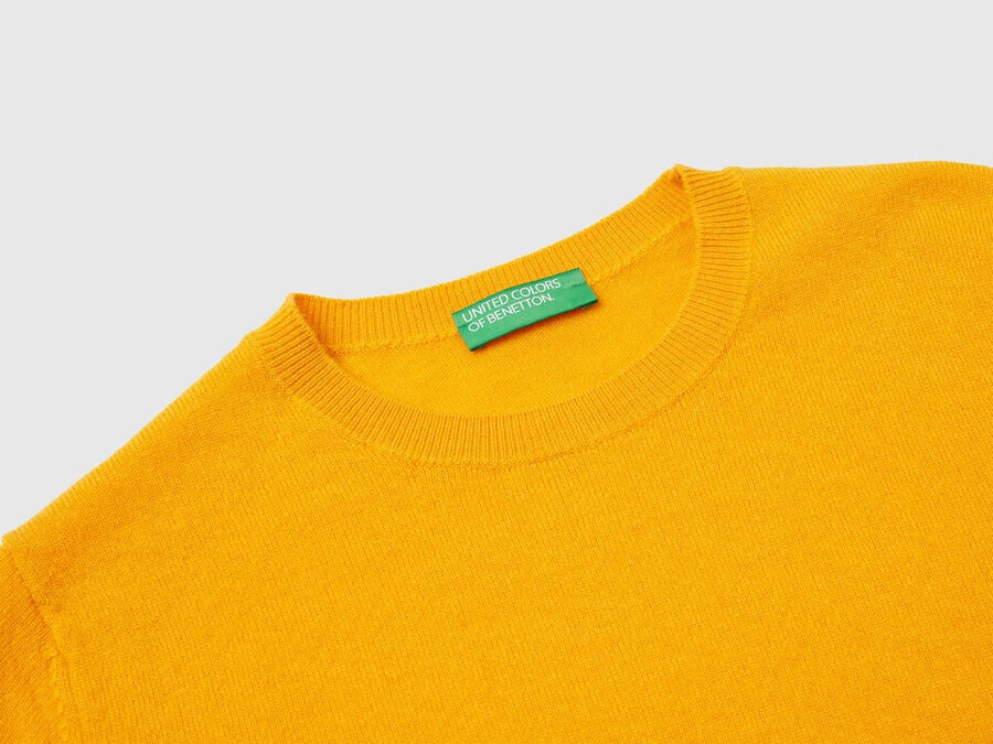 ocher yellow crew neck sweater in merino wool