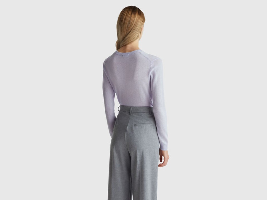 lilac crew neck sweater in merino wool