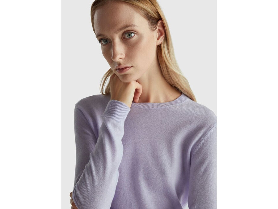 lilac crew neck sweater in merino wool