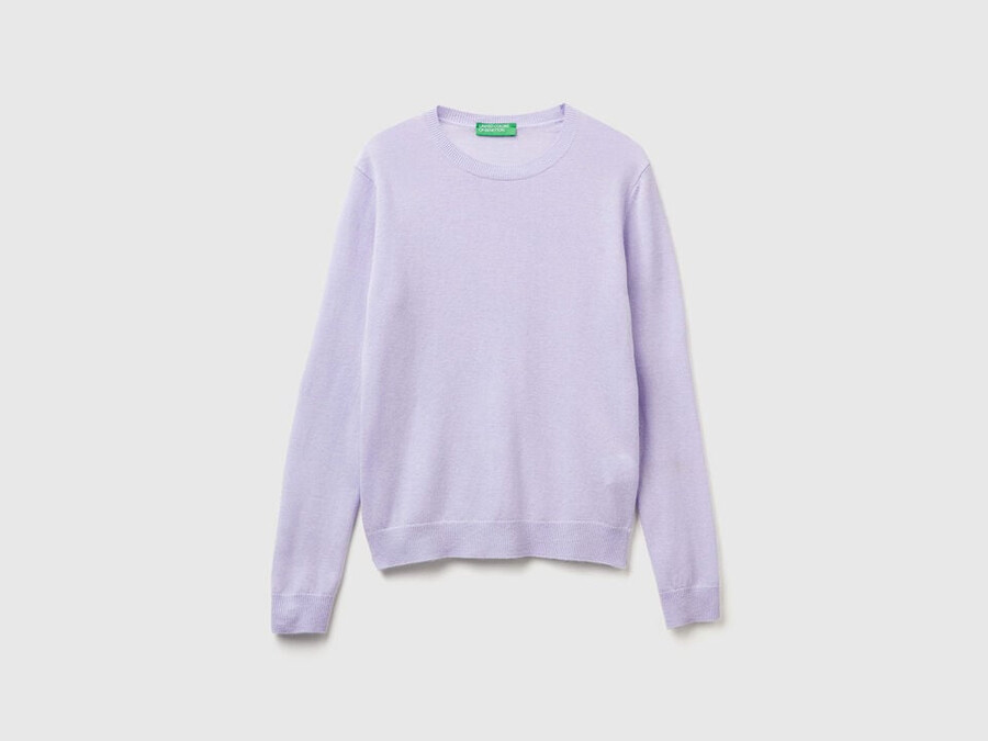 lilac crew neck sweater in merino wool