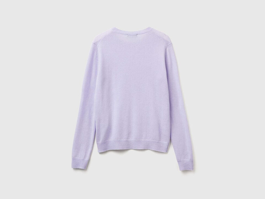 lilac crew neck sweater in merino wool