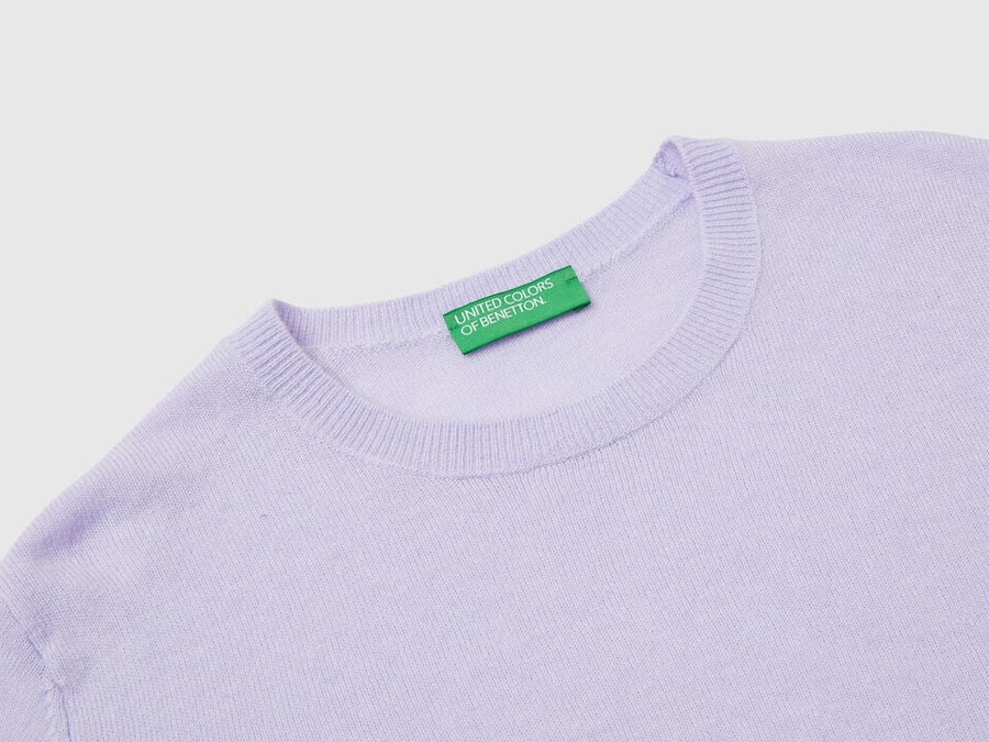 lilac crew neck sweater in merino wool