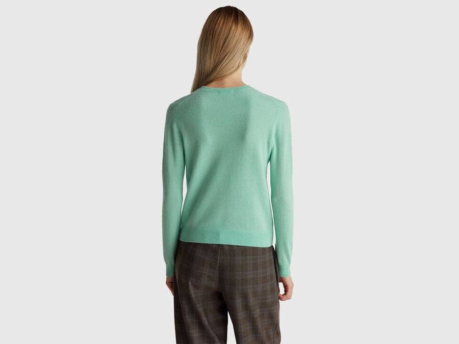 light green crew neck sweater in merino wool