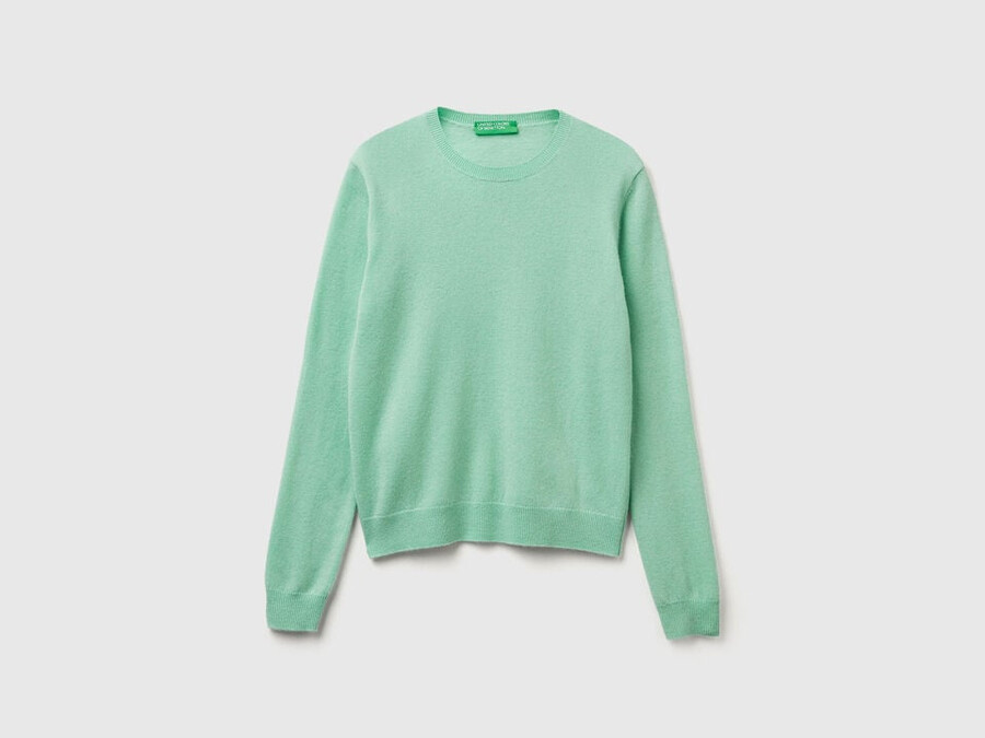 light green crew neck sweater in merino wool