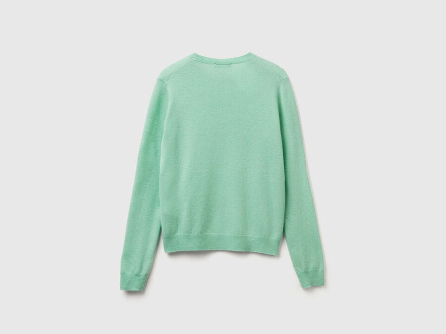 light green crew neck sweater in merino wool